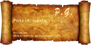 Petrik Gyula névjegykártya